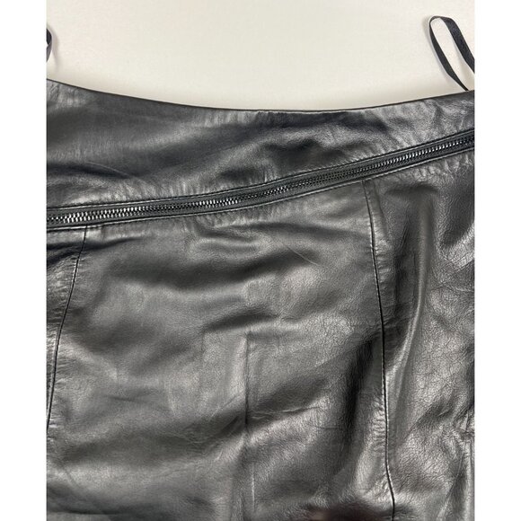 Worth Women 6 Black 100% Leather Straight Zip Mini Skirt NWT - Picture 7 of 7